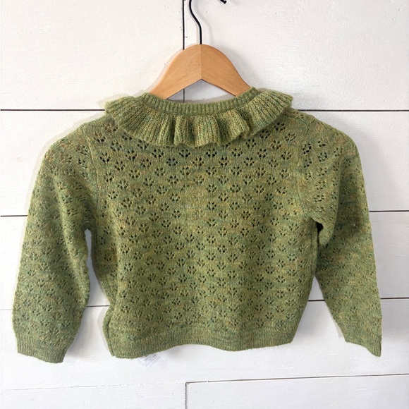 BON TON Paris Corolle Green Knit Cardigan Sweater | Ruffle Collar | Size 6 | NWT - Picture 6 of 6